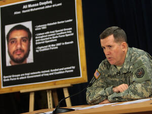 U.S. authorities must now decide the fate of Ali Mussa Daqduq - shown here on a poster at a 2007 U.S. military news conference in Baghdad - and other enemy combatants once troops withdraw from Iraq. U.S. authorities must now decide the fate of Ali Mussa Daqduq - shown here on a poster at a 2007 U.S. military news conference in Baghdad - and other enemy combatants once troops withdraw from Iraq.